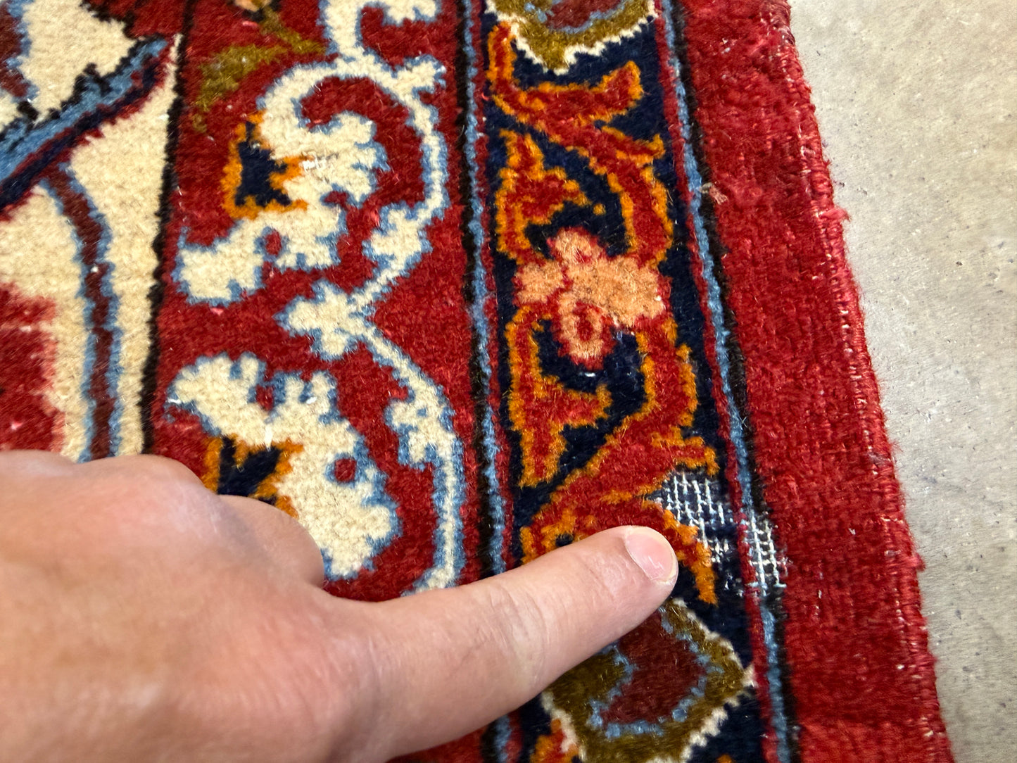 10’2”x14’2” Very Fine Vintage Hand-Knotted Wool Isfahan Persian Rug 10x14 Red All-Over Handmade Carpet