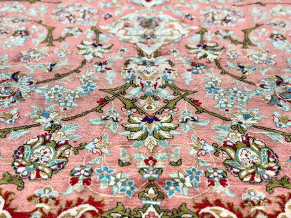 Luxurious Hand-Knotted 100% Silk Persian Qum Rug - 6'5"x9'5"