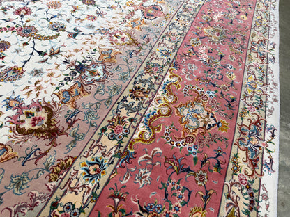 9’11”x13’6” Hand-Knotted 70 Raj Persian Tabriz Rug - Signed Aghajani