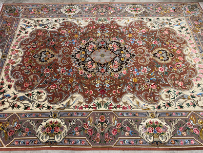 Hand-Knotted 80 Raj Persian Tabriz Rug - 6'9"x9'10"