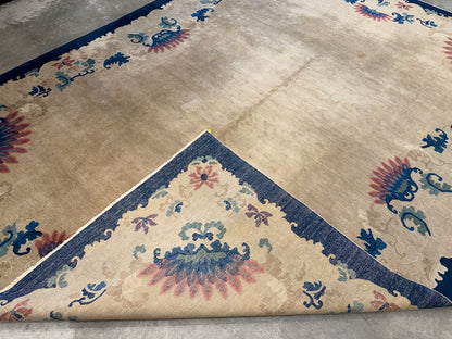 10’1”x13’8” Antique Hand-Knotted Chinese Art Deco Nichols Area Rug