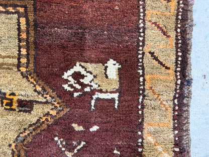 4’6”x12’9” Hand-Knotted Wool Russian Signed Kazak Runner