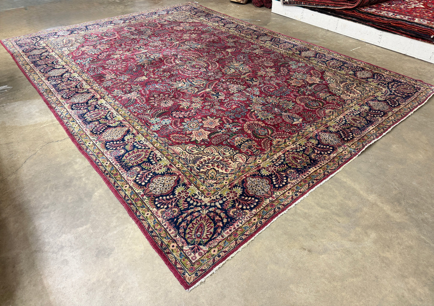 9’11”x13’6” Antique Hand-Knotted Fine Kork Wool Persian Sarouk Area Rug Handmade