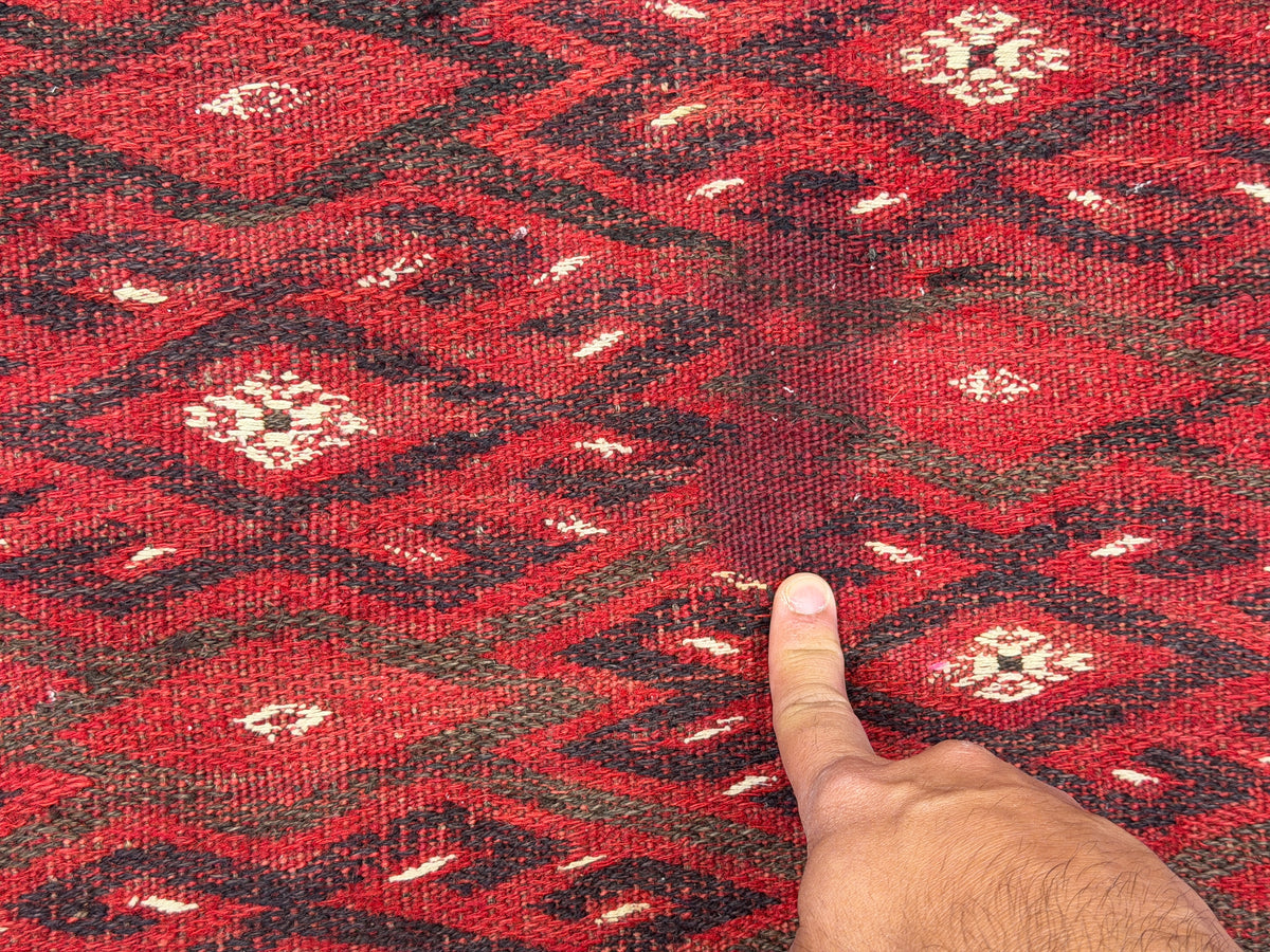 Antique Flatweave Turkaman Rug - 6’9”x13’