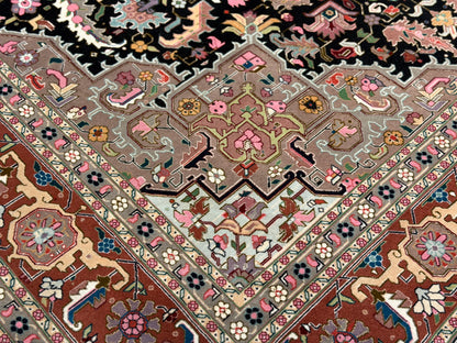 Hand-Knotted 60 Raj Persian Tabriz Heriz Rug - 6'6"x9'6"