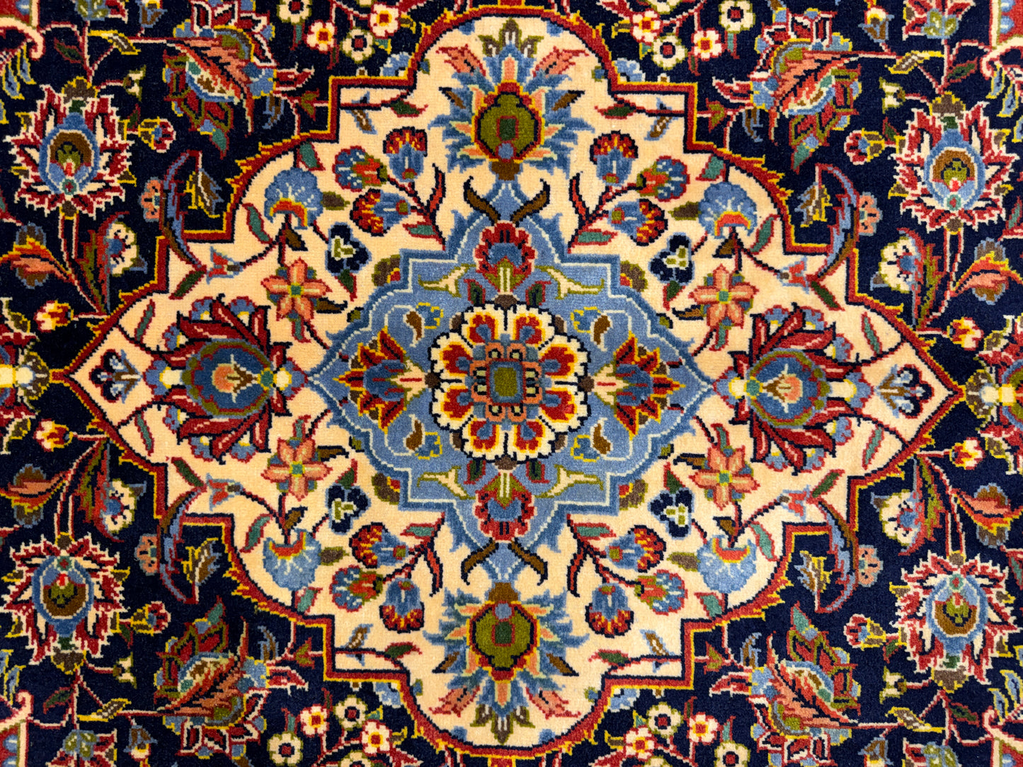9’11”x13’ Hand-Knotted Signed Persian Kashan Area Rug