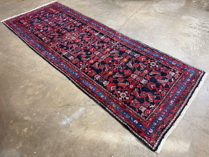 Hand-Knotted Antique Hamadan Runner - 3’9”x10’