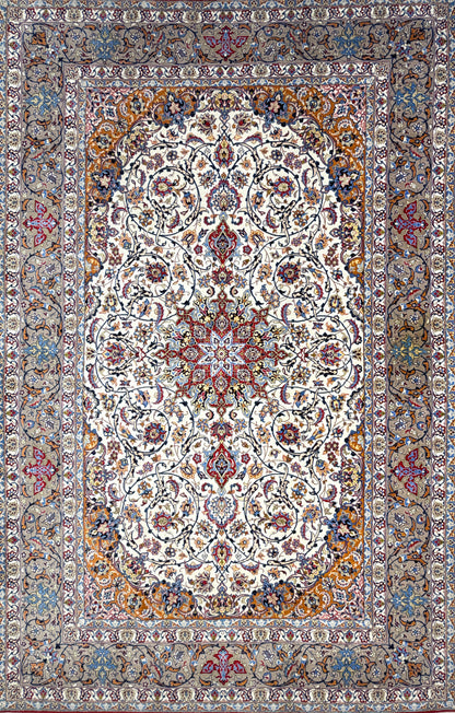 Hand-Knotted Persian Isfahan Rug - 6’11”x9’10”