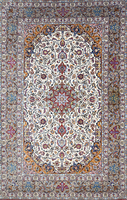 Hand-Knotted Persian Isfahan Rug - 6’11”x9’10”