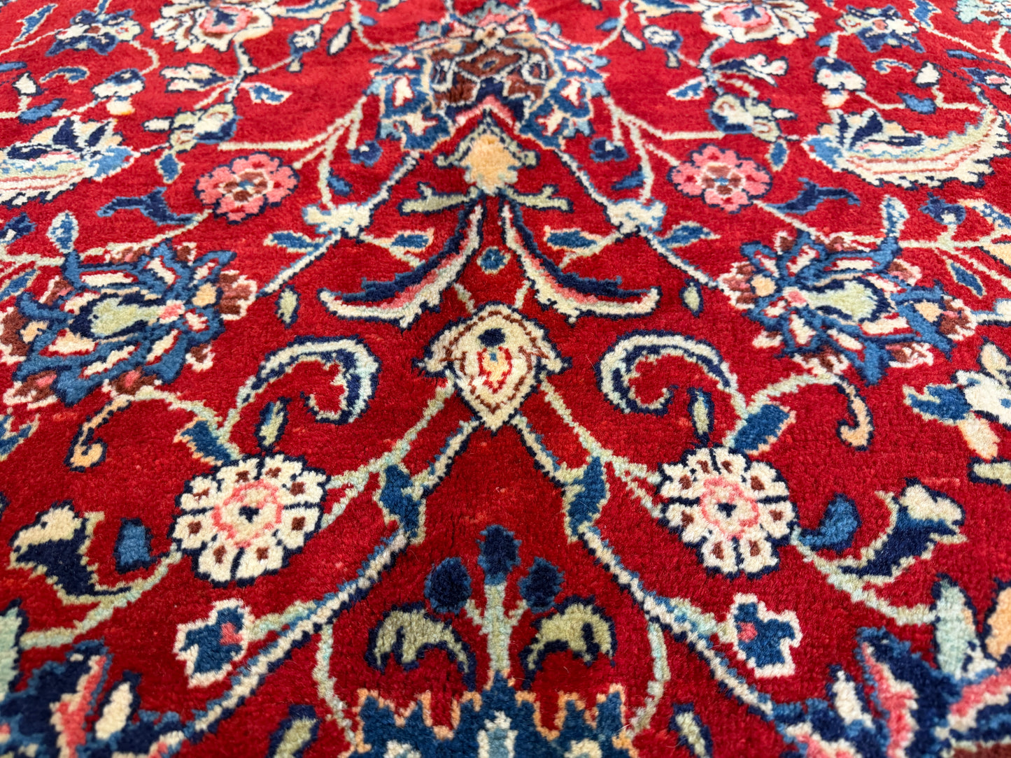 8’4”x12’8” Hand-Knotted Wool Sarouk Persian Rug 8x12 Red Handmade Carpet