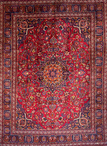 Antique Hand-Knotted Persian Mashad Rug - 9’6”x12’8”