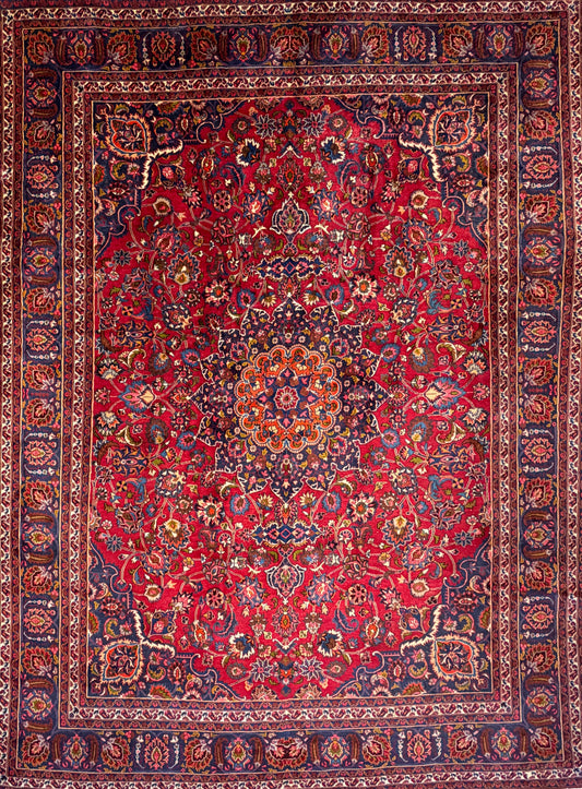 Antique Hand-Knotted Persian Mashad Rug - 9’6”x12’8”
