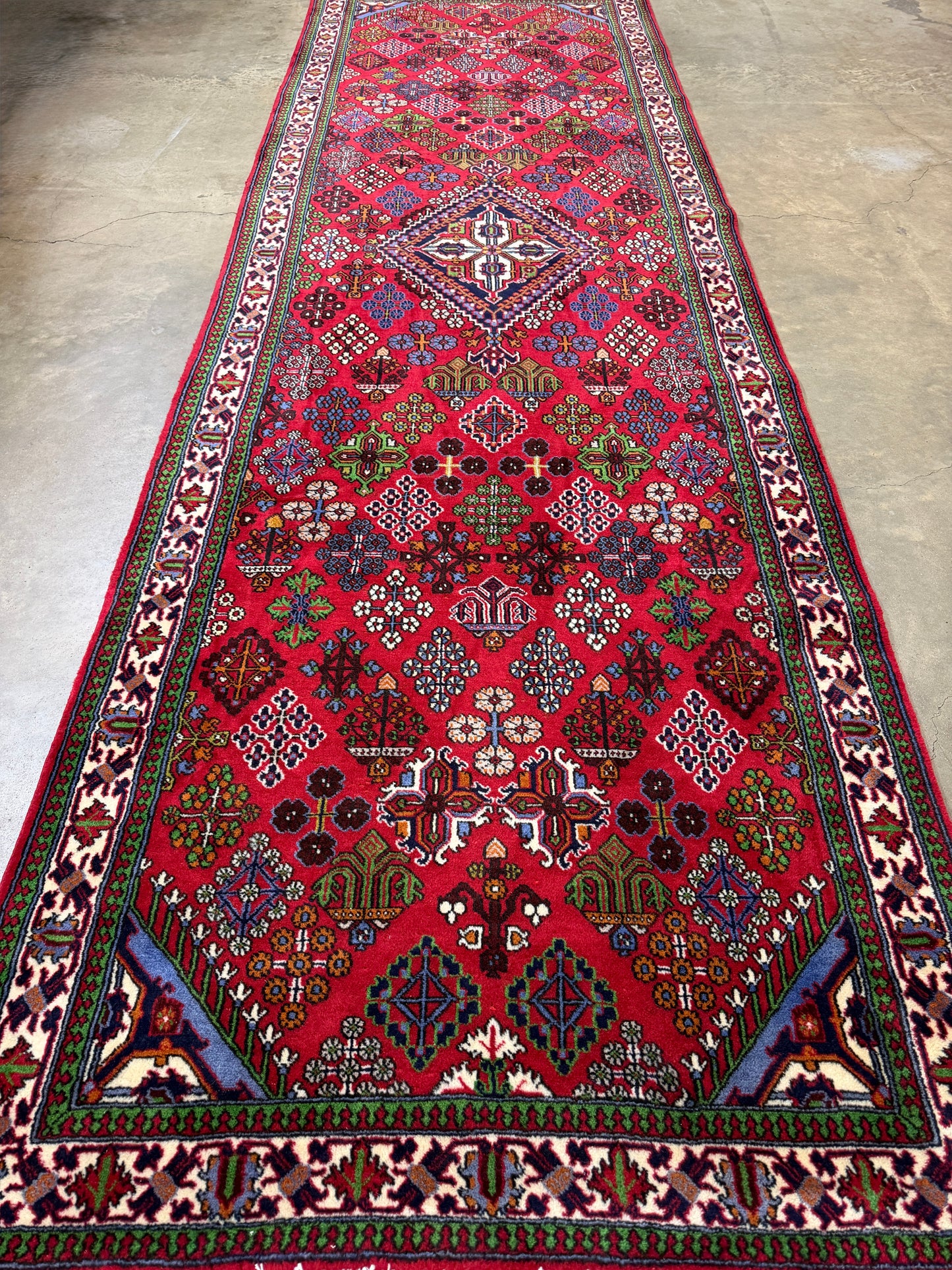 4’2”x13’3” Hand-Knotted Wool Joshaghan Persian Runner 4x13 Handmade Red Carpet