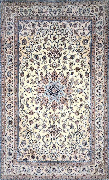 Hand-Knotted 6 La Persian Nain Rug - 5’3”x8’8”