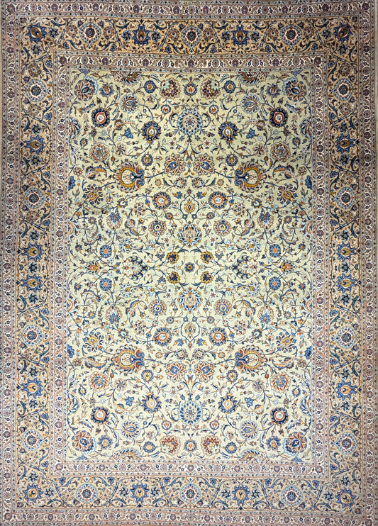 Hand-Knotted Persian Kashan Rug - Signed - 10’5”x13’10”