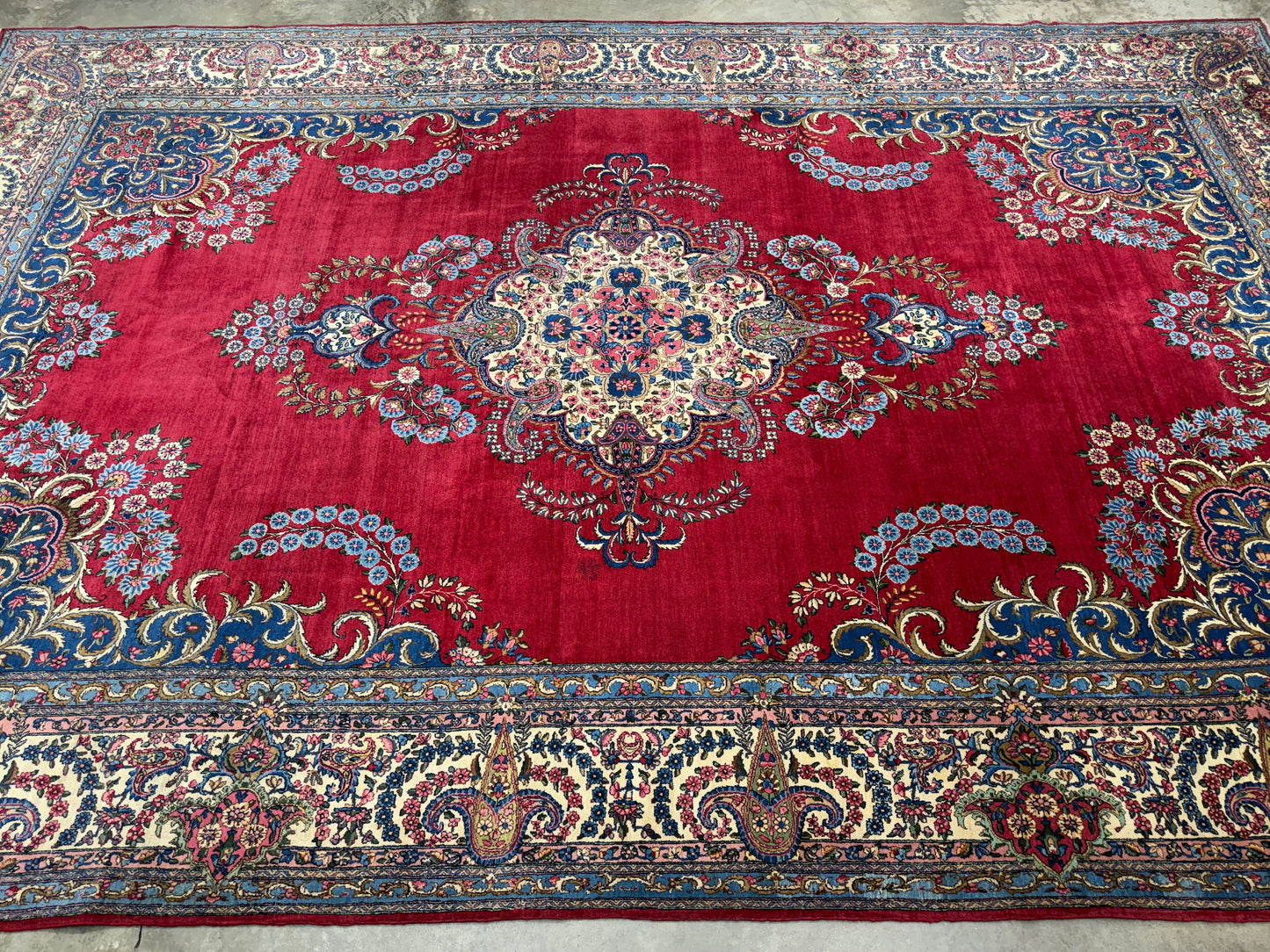 9’11”x15’4” Antique Hand-Knotted Persian Ravar Kerman Area Rug