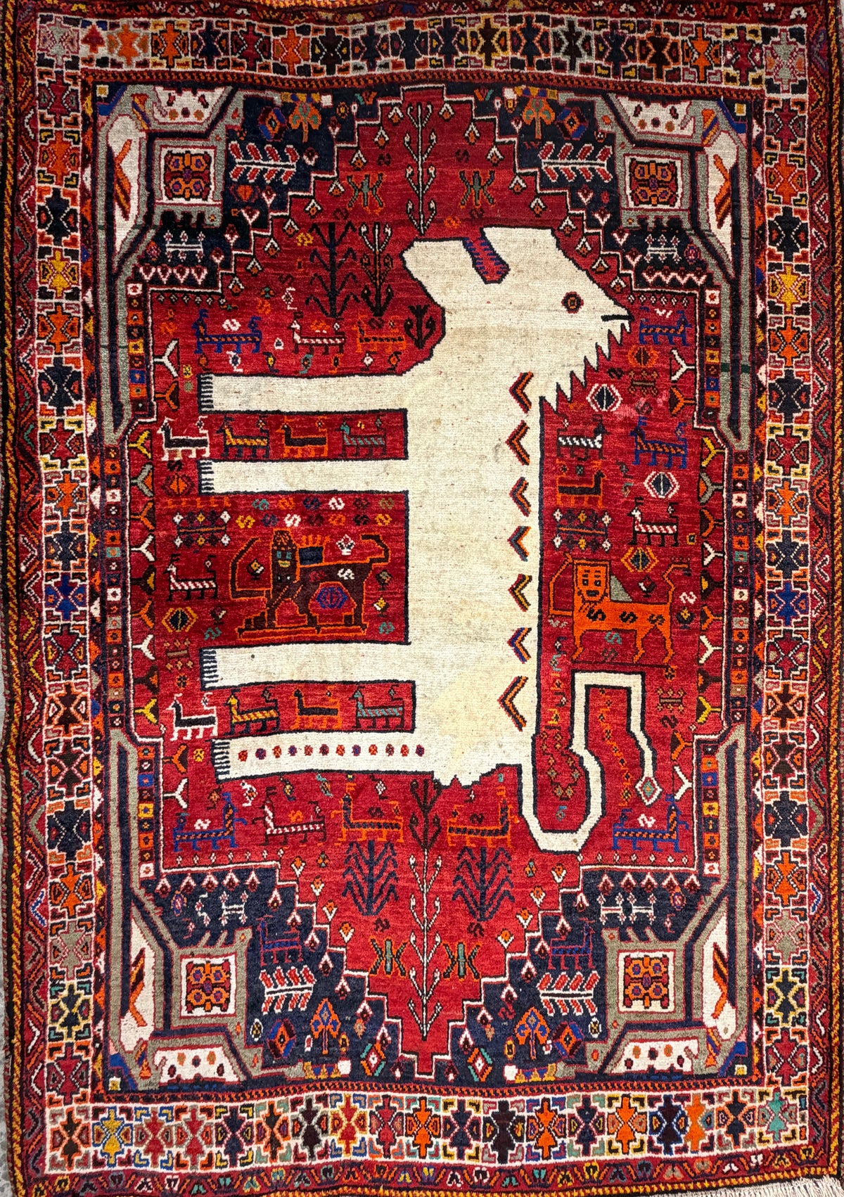 Hand-Knotted Persian Qashqai Gabbeh Rug - 4’6”x6’5”