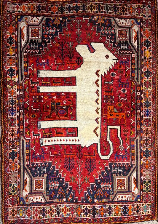 Hand-Knotted Persian Qashqai Gabbeh Rug - 4’6”x6’5”