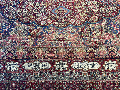 12’11”x21’7” Very Fine Collector Antique Hand-Knotted Signed Persian Kerman Area Rug