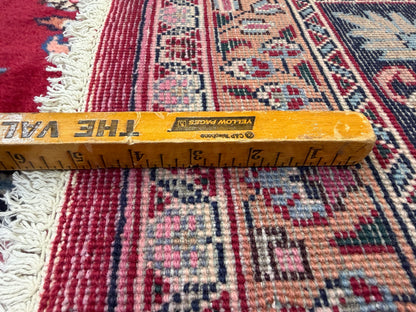 9’7”x12’6” Vintage Hand-Knotted Wool Sarouk Persian Rug 9x12 Red Handmade Carpet