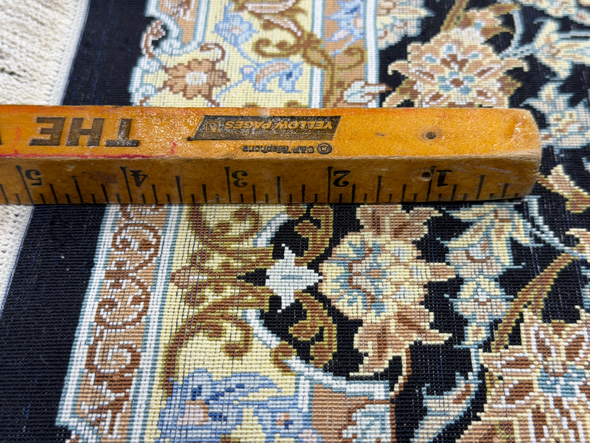 Luxurious Hand-Knotted 100% Silk Persian Qum Rug - Signed Ahmadi - 6'6"x10'