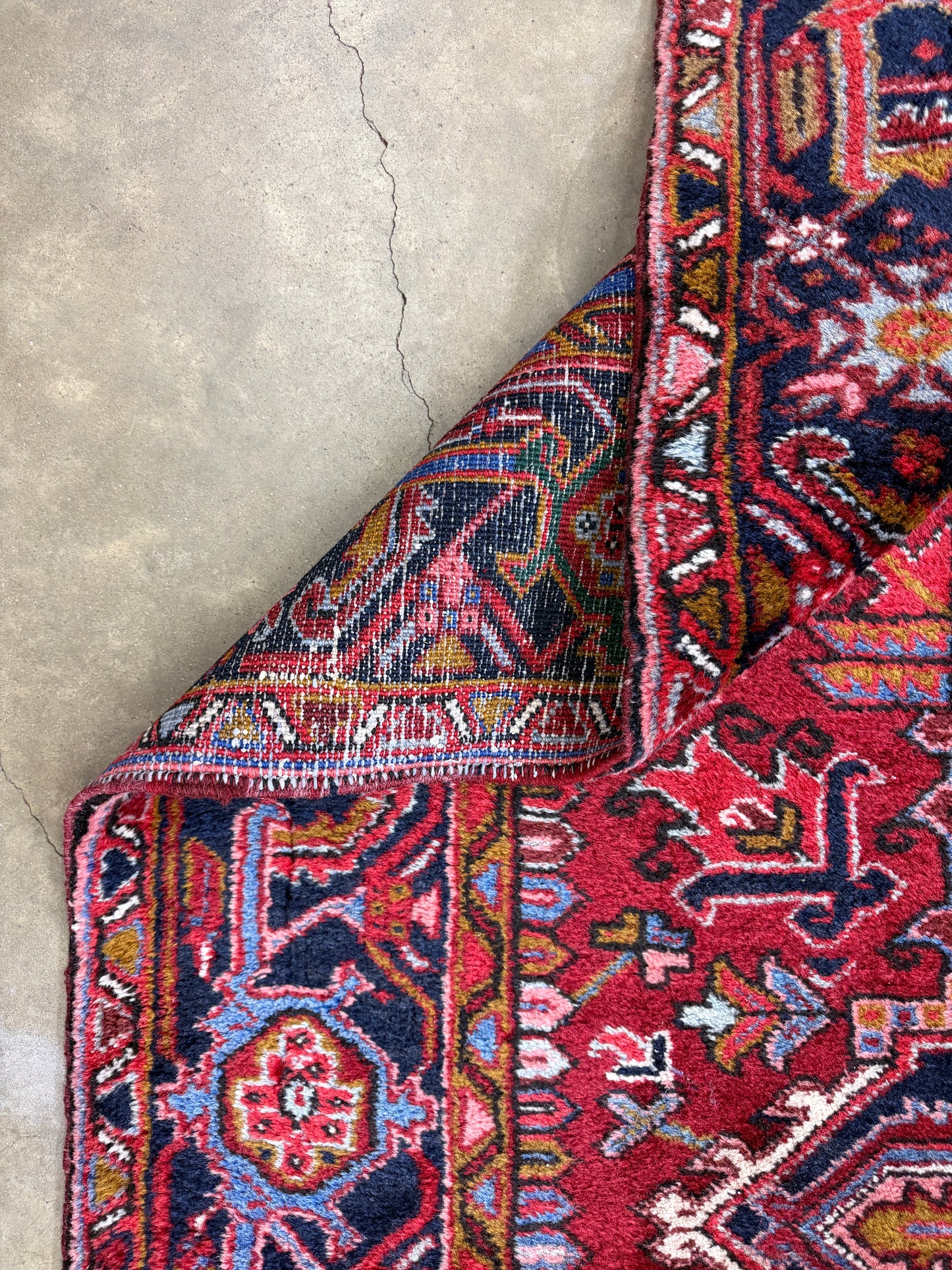 9’4”x11’8” Vintage Hand-Knotted Wool Heriz Persian Rug 9x11 Red Handmade Carpet