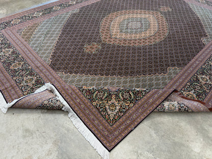 Hand-Knotted Persian Tabriz Mahi Rug - 9’9”x13’4”
