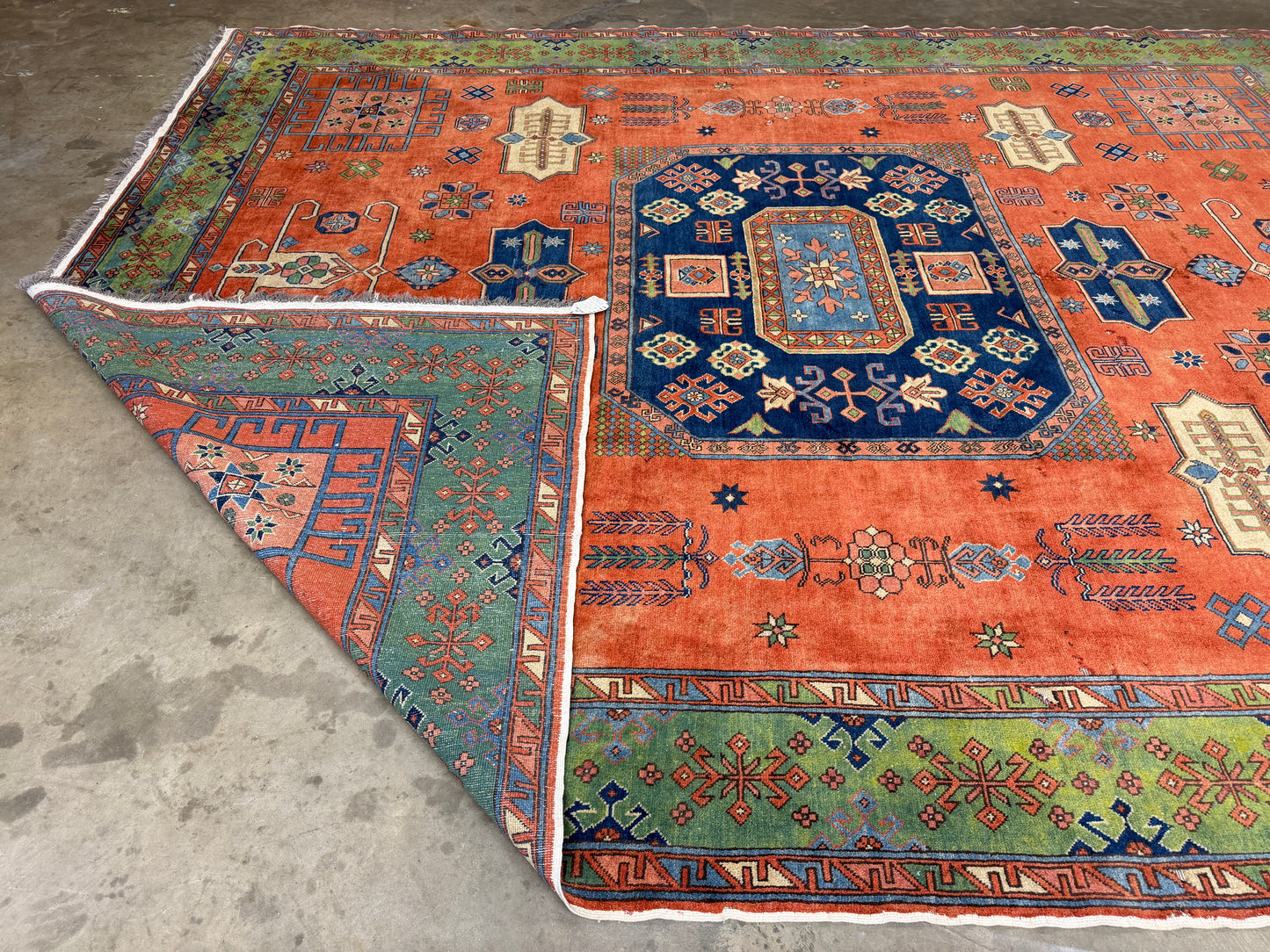8’10”x11’ Hand-Knotted Wool Kazak Area Rug