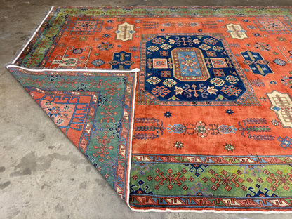 8’10”x11’ Hand-Knotted Wool Kazak Area Rug