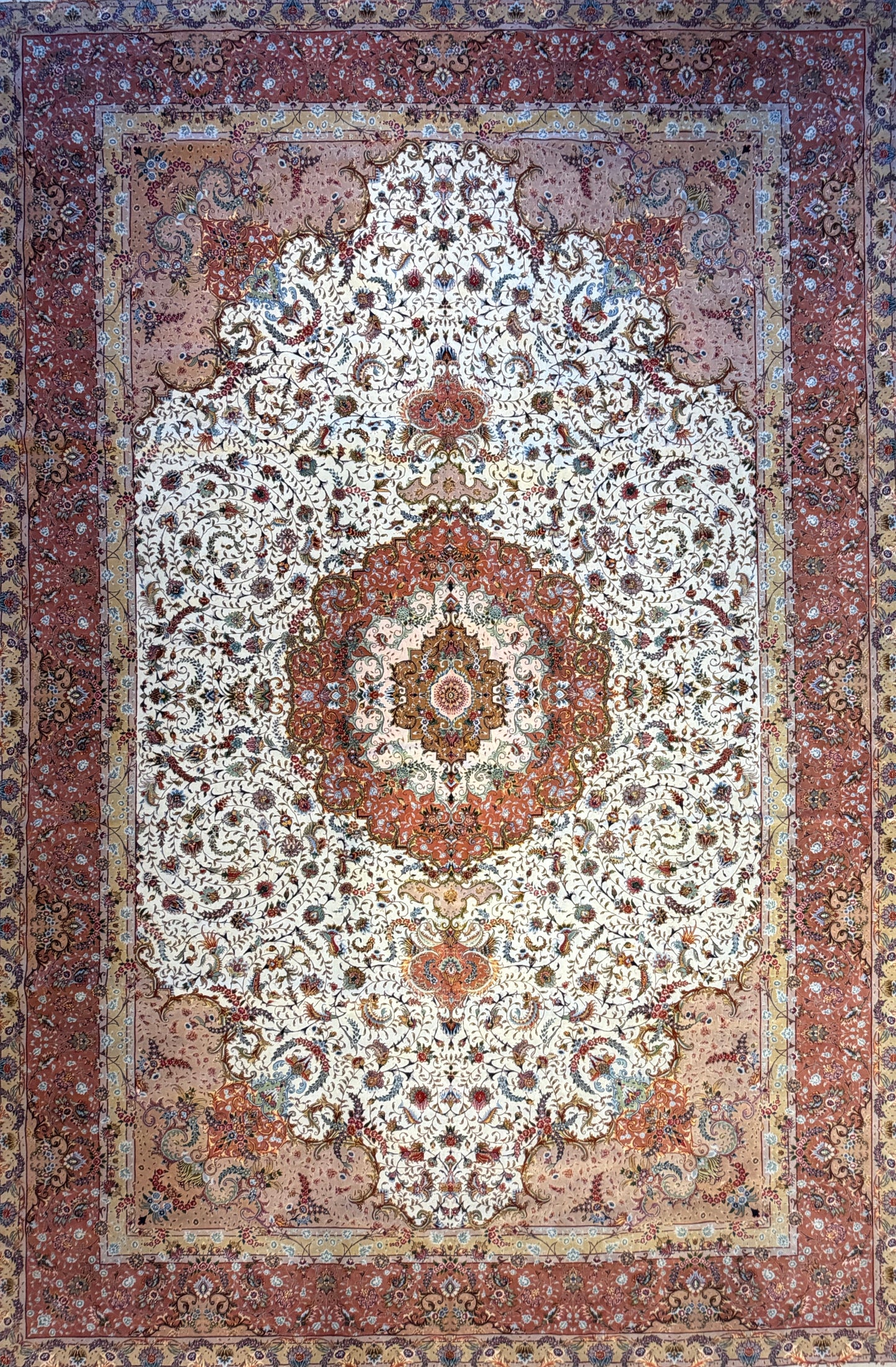 13’x19’8” Very Fine Hand-Knotted Persian Tabriz 80 Raj Signed Area Rug