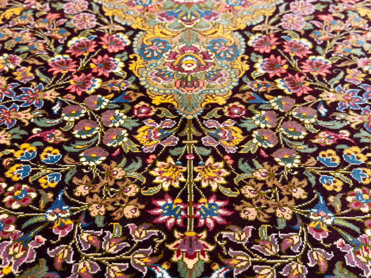 Hand-Knotted Silk Persian Qum Rug - Signed Moghaddammanesh - 3’4”x5’