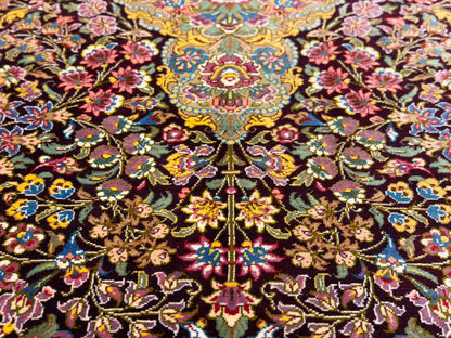 Hand-Knotted Silk Persian Qum Rug - Signed Moghaddammanesh - 3’4”x5’