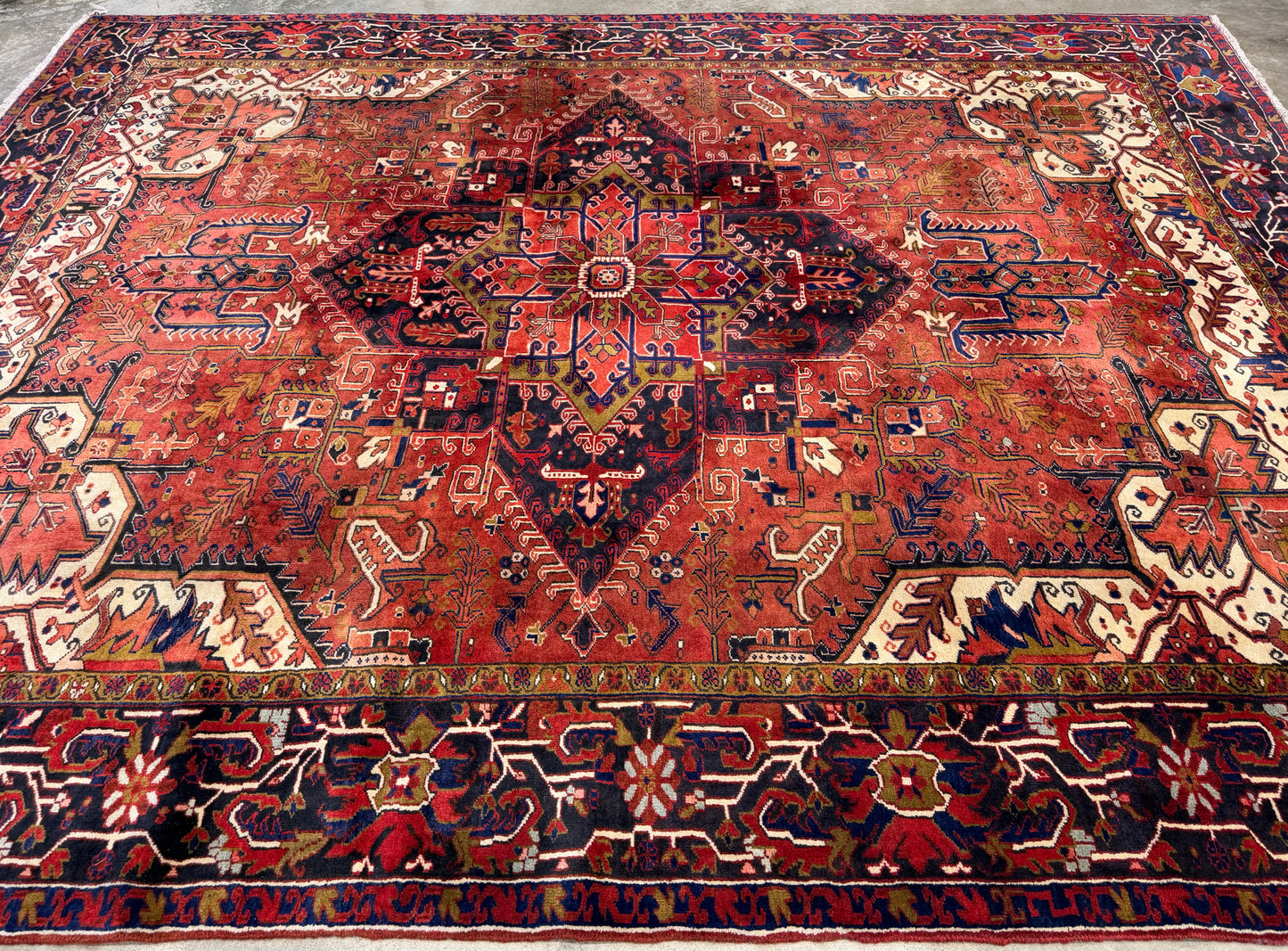 Hand-Knotted Persian Heriz Rug - 9’3”x12’2”