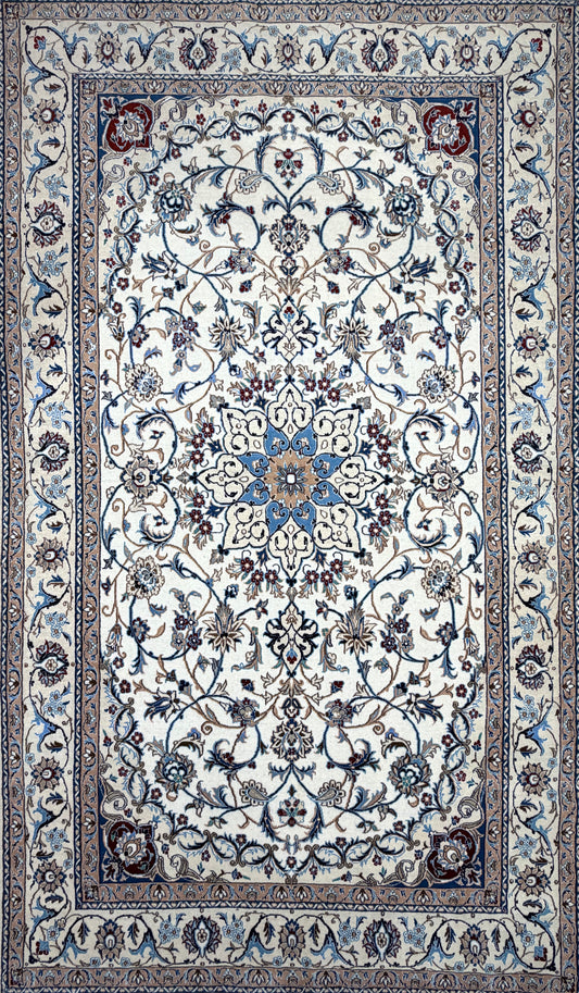 Hand-Knotted 6 La Persian Nain Rug - 5’5”x9’1”