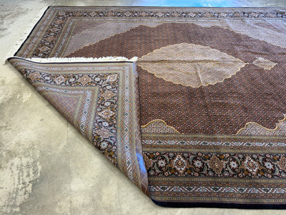 9’8”x12’10” Fine Hand-Knotted Persian Tabriz Mahi Area Rug