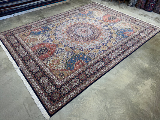Hand-Knotted 60 Raj Persian Tabriz Rug - Dome Design - 10’x13’4”