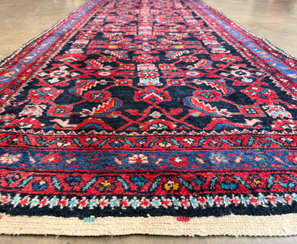 Hand-Knotted Antique Hamadan Runner - 3’9”x10’