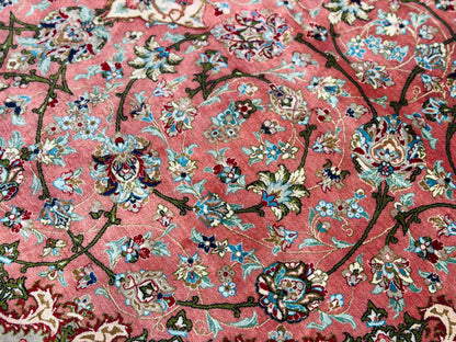 Luxurious Hand-Knotted 100% Silk Persian Qum Rug - 6'5"x9'5"