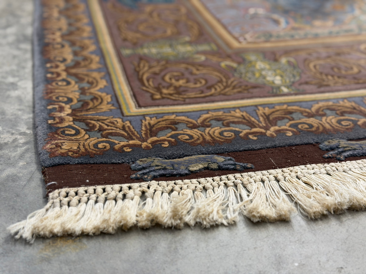 Hand-Knotted 60 Raj Pictorial Persian Tabriz Rug - Signed Nazeri - 5'10"x8'3"