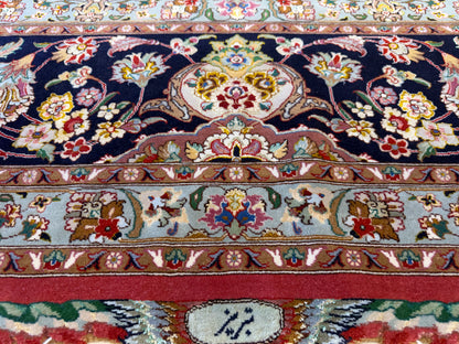 9’8”x13’4” Very Fine Hand-Knotted Persian Tabriz 80 Raj Signed Gharabaghi Area Rug