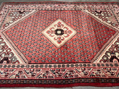 Hand-Knotted Persian Hamadan Rug - 4’5”x6’6”