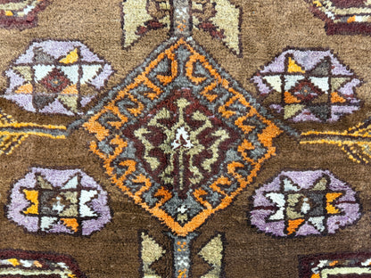 4’6”x12’9” Hand-Knotted Wool Russian Signed Kazak Runner