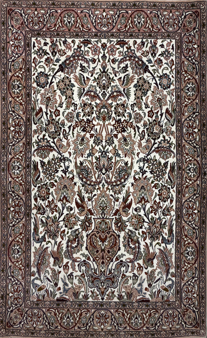 Hand-Knotted Pictorial Persian Isfahan Rug - 3’7”x5’10”