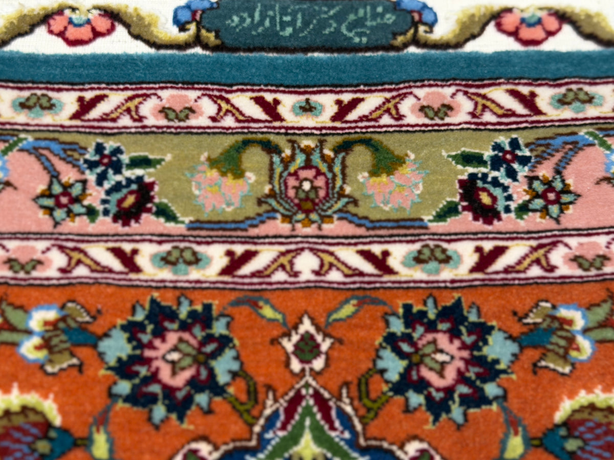 Hand-Knotted 80 Raj Persian Tabriz Rug - Signed Aghazadeh - 5'9"x9'5"