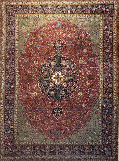 Hand-Knotted Persian Tabriz Rug - 9’10”x13’5”