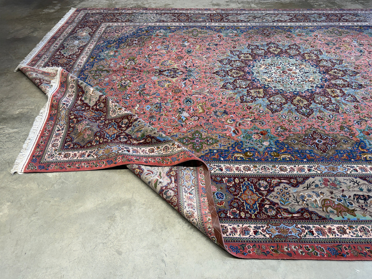 11’7”x17’2” Very Fine Hand-Knotted Signed Persian Tabriz Pictorial Area Rug