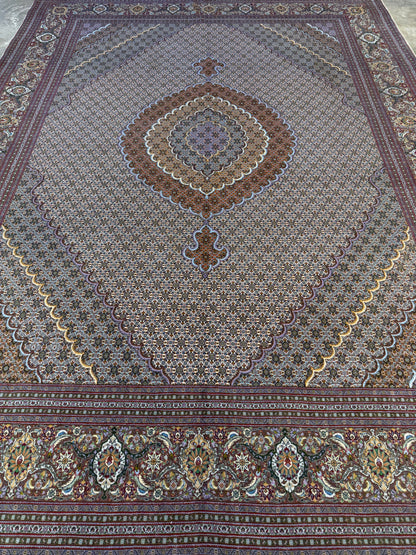 10’x13’2” Very Fine Hand-Knotted Persian Tabriz Mahi Area Rug