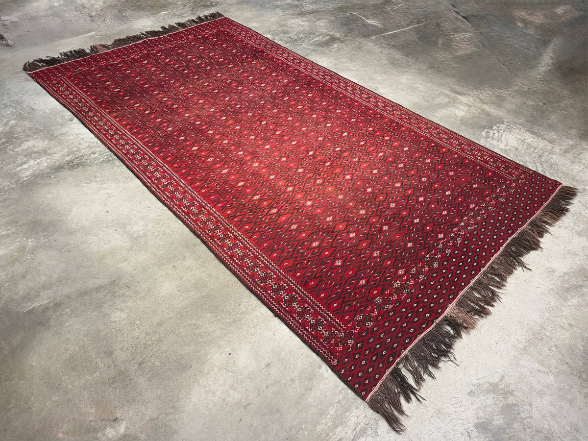 Antique Flatweave Turkaman Rug - 6’9”x13’