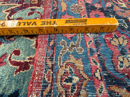 13’6”x21’10” Antique Hand-Knotted Very Fine Wool Persian Kerman Area Rug