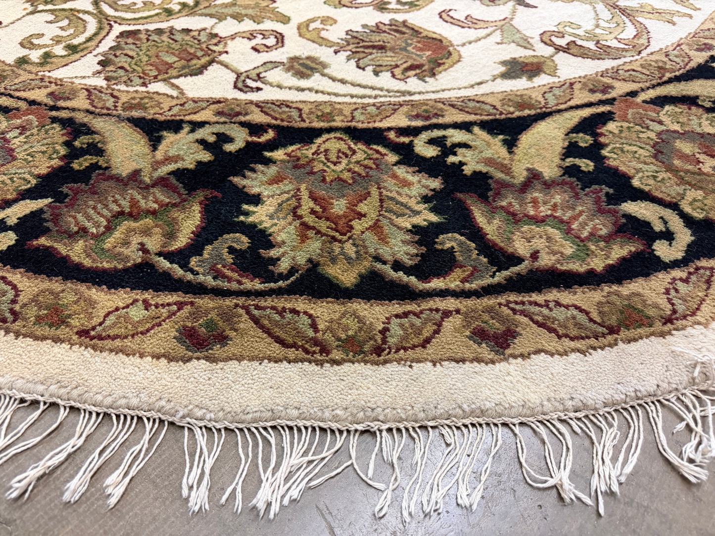 8’ Diameter Hand-Knotted Wool Indian Round Oriental Rug - 8x8 Handmade Carpet